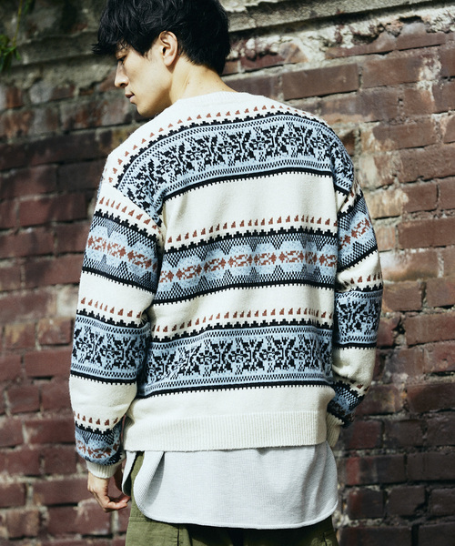 JOURNAL STANDARD relume（ジャーナルスタンダード　レリューム）の「フェアアイル クルーネックニット（ニット/セーター・メンズ・ホワイト系その他/ブラックミックス・LARGE/MEDIUM）」の20枚目の写真