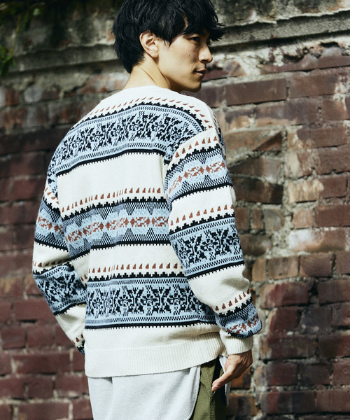 JOURNAL STANDARD relume（ジャーナルスタンダード　レリューム）の「フェアアイル クルーネックニット（ニット/セーター・メンズ・ホワイト系その他/ブラックミックス・LARGE/MEDIUM）」の19枚目の写真