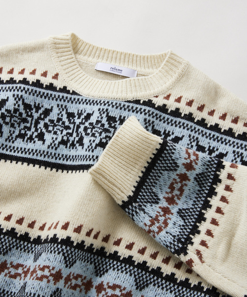 JOURNAL STANDARD relume（ジャーナルスタンダード　レリューム）の「フェアアイル クルーネックニット（ニット/セーター・メンズ・ホワイト系その他/ブラックミックス・LARGE/MEDIUM）」の18枚目の写真