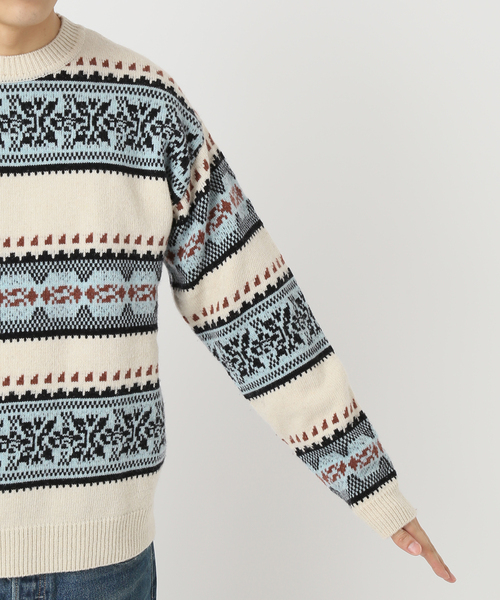 JOURNAL STANDARD relume（ジャーナルスタンダード　レリューム）の「フェアアイル クルーネックニット（ニット/セーター・メンズ・ホワイト系その他/ブラックミックス・LARGE/MEDIUM）」の12枚目の写真