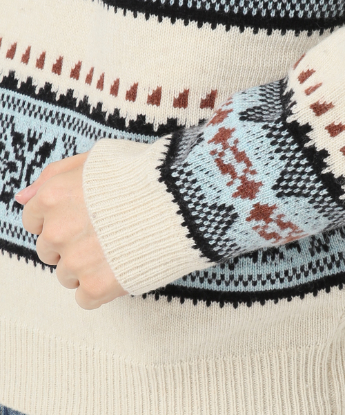 JOURNAL STANDARD relume（ジャーナルスタンダード　レリューム）の「フェアアイル クルーネックニット（ニット/セーター・メンズ・ホワイト系その他/ブラックミックス・LARGE/MEDIUM）」の11枚目の写真