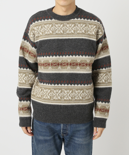 JOURNAL STANDARD relume（ジャーナルスタンダード　レリューム）の「フェアアイル クルーネックニット（ニット/セーター・メンズ・ホワイト系その他/ブラックミックス・LARGE/MEDIUM）」の8枚目の写真