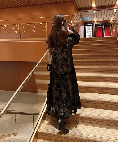 Meiru(メイル)の「フラワージャガードシアーリボンワンピース(ワンピース・レディース・アイボリー/ブラック/ホワイト・LARGE/MEDIUM/SMALL)」の12枚目の写真