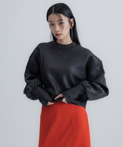 UNITED TOKYO（ユナイテッドトウキョウ）の「メタリックボリュームニット（ニット/セーター・レディース・ブラック/シルバー・FREE）」の3枚目の写真