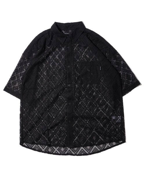 ADPOSION(アドポーション)の「レースレギュラーカラー半袖シャツ(シャツ/ブラウス・メンズ・ブラック/ホワイト×ブラック/ホワイト・LARGE/MEDIUM/X-LARGE)」の11枚目の写真