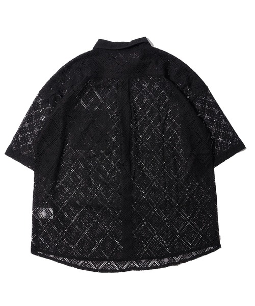 ADPOSION(アドポーション)の「レースレギュラーカラー半袖シャツ(シャツ/ブラウス・メンズ・ブラック/ホワイト×ブラック/ホワイト・LARGE/MEDIUM/X-LARGE)」の12枚目の写真