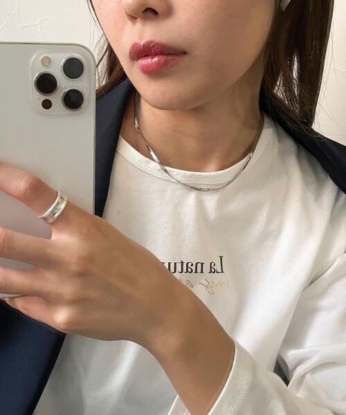 fredy emue（フレディエミュ）の「ステンレスフラットチェーンネックレス（ネックレス・レディース・シルバー/ゴールド・FREE）」の4枚目の写真