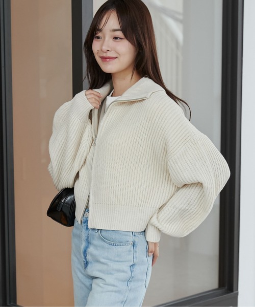 WEGO（ウィゴー）の「WEGO/【人気すぎて再入荷！】ダブルジップショートカーデ（カーディガン/ボレロ・レディース・ブルー/アイボリー/グレー/ブラック・FREE）」の20枚目の写真