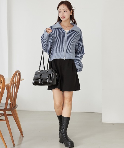 WEGO（ウィゴー）の「WEGO/【人気すぎて再入荷！】ダブルジップショートカーデ（カーディガン/ボレロ・レディース・ブルー/アイボリー/グレー/ブラック・FREE）」の11枚目の写真