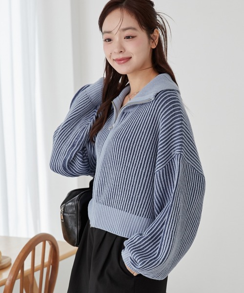 WEGO（ウィゴー）の「WEGO/【人気すぎて再入荷！】ダブルジップショートカーデ（カーディガン/ボレロ・レディース・ブルー/アイボリー/グレー/ブラック・FREE）」の9枚目の写真