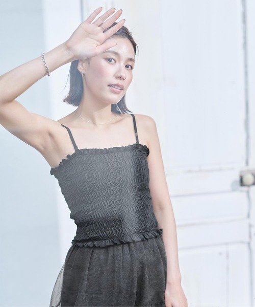 UR'S（ユアーズ）の「2wayシャーリングビキニ/水着（水着・レディース・ブラック/ダークカーキ・S/L/M）」の3枚目の写真