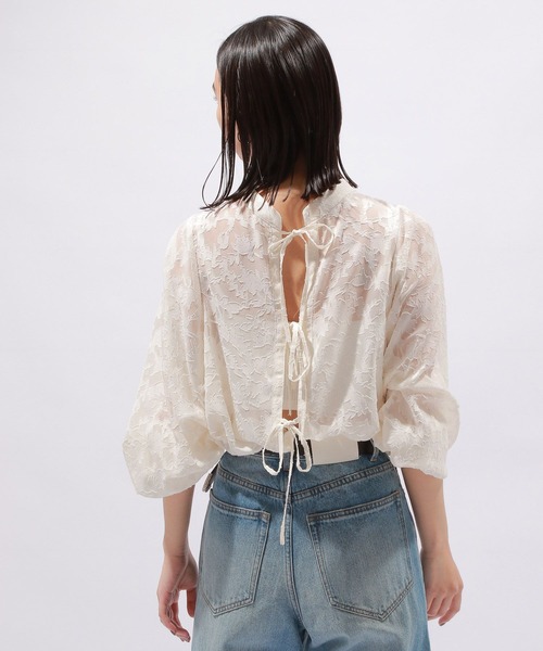 PAGEBOY（ページボーイ）の「レースジャガード2WAYブラウス（シャツ/ブラウス・レディース・オフホワイト/ブラック/グレイッシュベージュ/スカイブルー・FREE）」の8枚目の写真