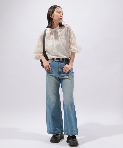 PAGEBOY（ページボーイ）の「レースジャガード2WAYブラウス（シャツ/ブラウス・レディース・オフホワイト/ブラック/グレイッシュベージュ/スカイブルー・FREE）」の10枚目の写真