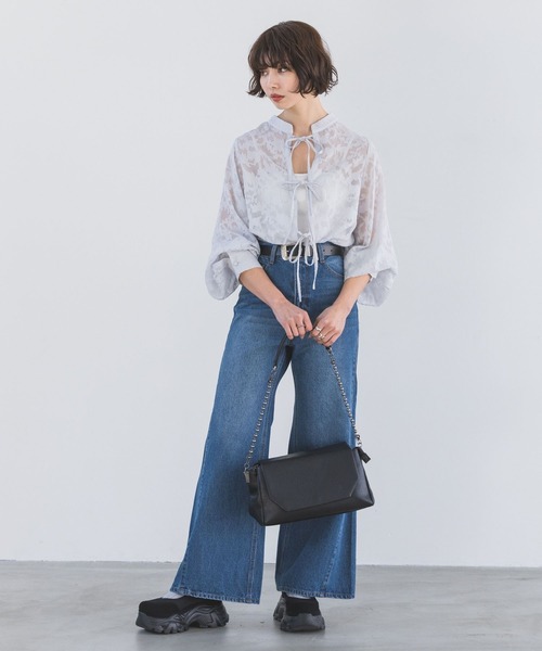 PAGEBOY（ページボーイ）の「レースジャガード2WAYブラウス（シャツ/ブラウス・レディース・オフホワイト/ブラック/グレイッシュベージュ/スカイブルー・FREE）」の20枚目の写真