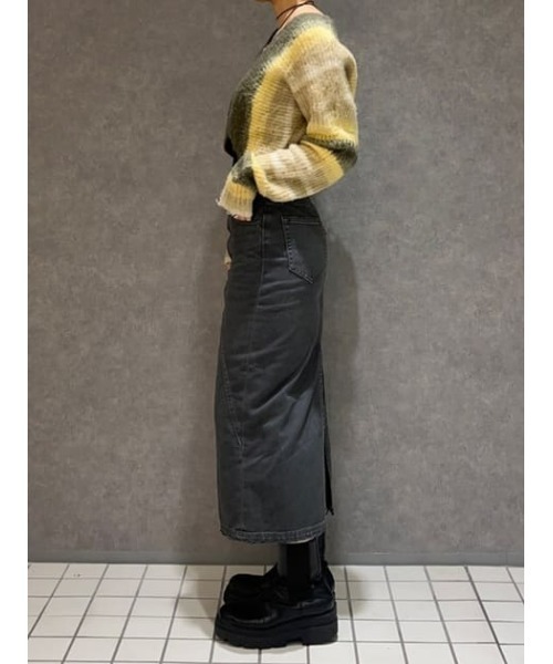 LAGUA GEM（ラグアジェム）の「BEND デニムスカート（デニムスカート・レディース・ブラック/カーキ・SMALL/MEDIUM/X-SMALL）」の16枚目の写真