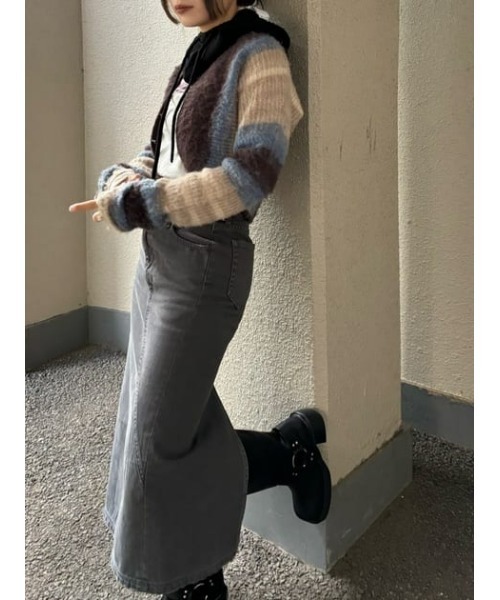 LAGUA GEM（ラグアジェム）の「BEND デニムスカート（デニムスカート・レディース・ブラック/カーキ・SMALL/MEDIUM/X-SMALL）」の14枚目の写真