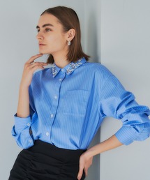 YECCA VECCA | ストライプ柄ビジューカラーシャツ(シャツ/ブラウス)