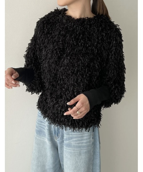 Re:EDIT（リエディ）の「[2024SS COLLECTION]前後2WAYフェザーリボンボリュームスリーブカーディガン（カーディガン/ボレロ・レディース・ホワイト/ライトグレー/ブラック/ブルー・MEDIUM/LARGE）」の9枚目の写真