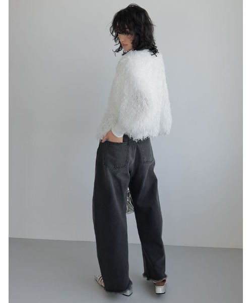 Re:EDIT（リエディ）の「[2024SS COLLECTION]前後2WAYフェザーリボンボリュームスリーブカーディガン（カーディガン/ボレロ・レディース・ホワイト/ライトグレー/ブラック/ブルー・MEDIUM/LARGE）」の14枚目の写真