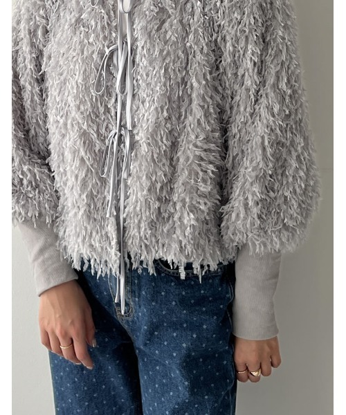 Re:EDIT（リエディ）の「[2024SS COLLECTION]前後2WAYフェザーリボンボリュームスリーブカーディガン（カーディガン/ボレロ・レディース・ホワイト/ライトグレー/ブラック/ブルー・MEDIUM/LARGE）」の19枚目の写真