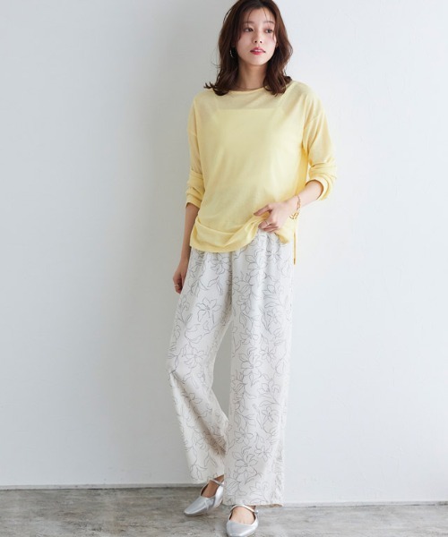 Pierrot(ピエロ)の「シアーロングスリーブTシャツ(Tシャツ/カットソー・レディース・ブラック/イエロー/チャコール/サックスブルー/オフホワイト/ラベンダー/ピンク/ベビーピンク・M/LL/L)」の17枚目の写真