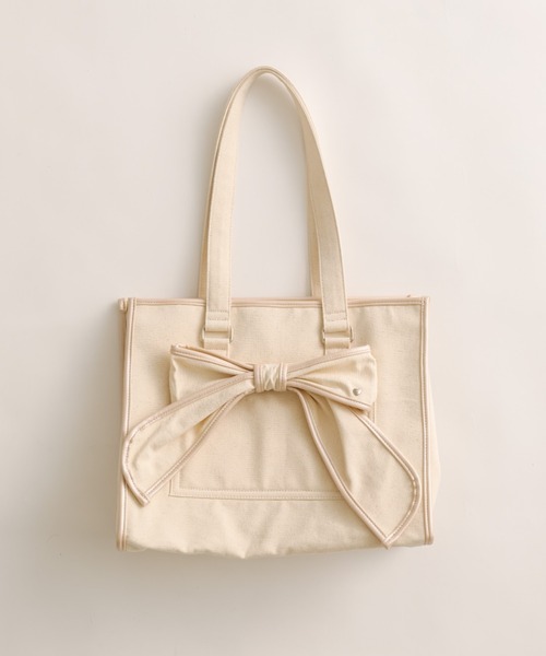 OLIVE des OLIVE（オリーブデオリーブ）の「Aimerianejoie リボンキャリーオントート 1041200010（トートバッグ・レディース・ピンク/ブラック/アイボリー/ライトブラウン・FREE）」の4枚目の写真