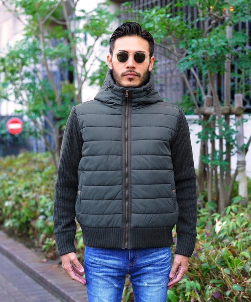 jiggys shop(ジギーズショップ)の「ニットコンビフーディー中綿ブルゾン(ブルゾン・メンズ・ブラック/チャコール・MEDIUM/LARGE)」の14枚目の写真