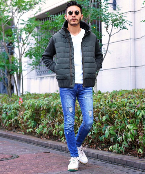 jiggys shop(ジギーズショップ)の「ニットコンビフーディー中綿ブルゾン(ブルゾン・メンズ・ブラック/チャコール・MEDIUM/LARGE)」の4枚目の写真