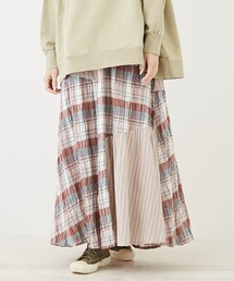CUBE SUGAR | チェック×ストライプランダムティアードスカート(スカート)