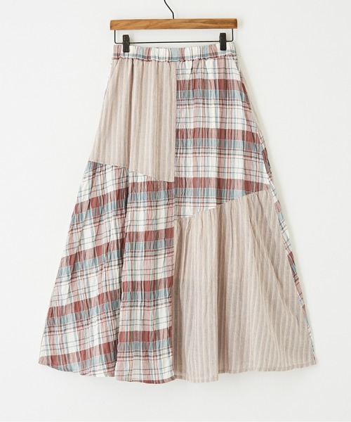 CUBE SUGAR（キューブシュガー）の「チェック×ストライプランダムティアードスカート（スカート・レディース・ピンク系その他/ブルー系その他/ブラウン系その他・M）」の5枚目の写真