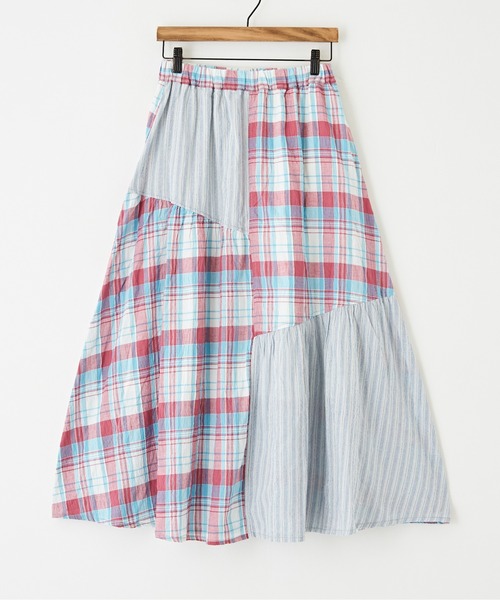 CUBE SUGAR（キューブシュガー）の「チェック×ストライプランダムティアードスカート（スカート・レディース・ピンク系その他/ブルー系その他/ブラウン系その他・M）」の6枚目の写真