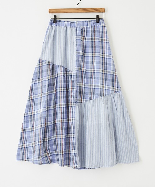 CUBE SUGAR（キューブシュガー）の「チェック×ストライプランダムティアードスカート（スカート・レディース・ピンク系その他/ブルー系その他/ブラウン系その他・M）」の7枚目の写真