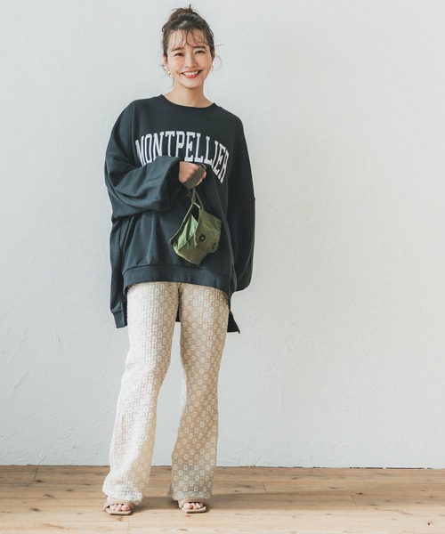 coca(coca)(コカ)の「フラワーカットジャカードパンツ(その他パンツ・レディース・グリーン/ライトベージュ・M/L)」の3枚目の写真