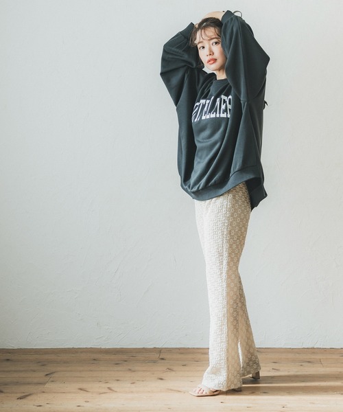 coca(coca)(コカ)の「フラワーカットジャカードパンツ(その他パンツ・レディース・グリーン/ライトベージュ・M/L)」の5枚目の写真