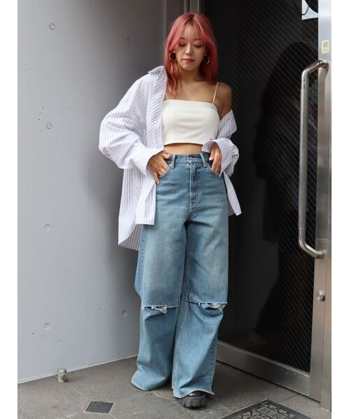 EVRIS(エヴリス)の「ワンポイントストライプオーバーサイズシャツ(シャツ/ブラウス・レディース・ホワイト/ピンク/ブルー・FREE)」の16枚目の写真