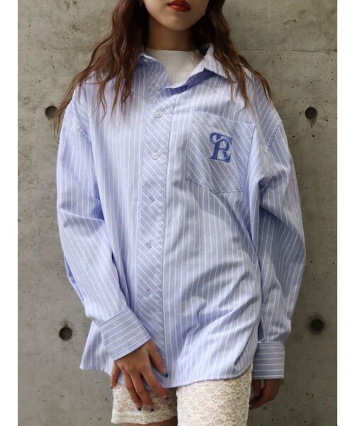 EVRIS(エヴリス)の「ワンポイントストライプオーバーサイズシャツ(シャツ/ブラウス・レディース・ホワイト/ピンク/ブルー・FREE)」の17枚目の写真