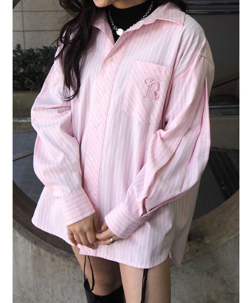 EVRIS(エヴリス)の「ワンポイントストライプオーバーサイズシャツ(シャツ/ブラウス・レディース・ホワイト/ピンク/ブルー・FREE)」の22枚目の写真