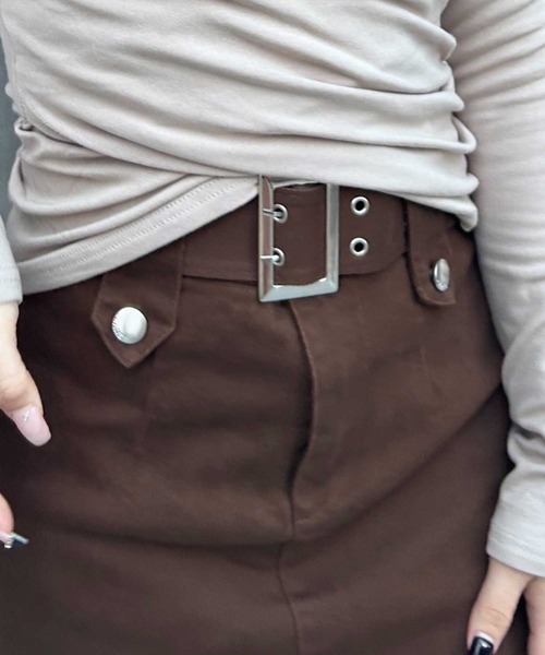 SPIGA（スピーガ）の「二つ穴ﾍﾞﾙﾄﾂｷﾐﾆｽｶｰﾄ（スカート・レディース・ピンク/ホワイト/ブラック/ブラウン・SMALL/MEDIUM）」の10枚目の写真