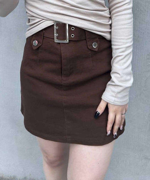 SPIGA（スピーガ）の「二つ穴ﾍﾞﾙﾄﾂｷﾐﾆｽｶｰﾄ（スカート・レディース・ピンク/ホワイト/ブラック/ブラウン・SMALL/MEDIUM）」の11枚目の写真