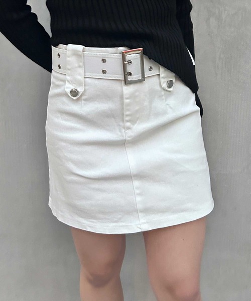 SPIGA（スピーガ）の「二つ穴ﾍﾞﾙﾄﾂｷﾐﾆｽｶｰﾄ（スカート・レディース・ピンク/ホワイト/ブラック/ブラウン・SMALL/MEDIUM）」の12枚目の写真