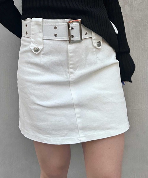 SPIGA（スピーガ）の「二つ穴ﾍﾞﾙﾄﾂｷﾐﾆｽｶｰﾄ（スカート・レディース・ピンク/ホワイト/ブラック/ブラウン・SMALL/MEDIUM）」の13枚目の写真