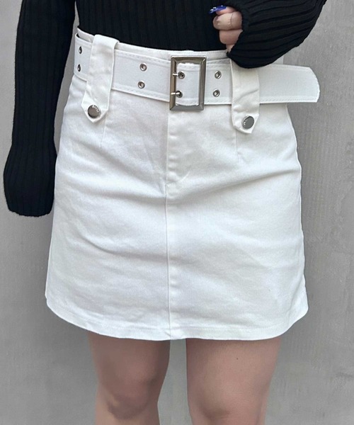 SPIGA（スピーガ）の「二つ穴ﾍﾞﾙﾄﾂｷﾐﾆｽｶｰﾄ（スカート・レディース・ピンク/ホワイト/ブラック/ブラウン・SMALL/MEDIUM）」の14枚目の写真