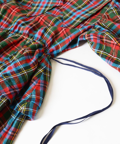 HOLIDAY(ホリデイ)の「CHECK LINEN BIG COLLAR LONG DRESS チェックリネンビッグカラーロングドレス(ワンピース・レディース・チェック・ONE SIZE)」の5枚目の写真