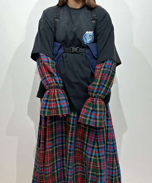 HOLIDAY（ホリデイ）の「CHECK LINEN BIG COLLAR LONG DRESS チェック 