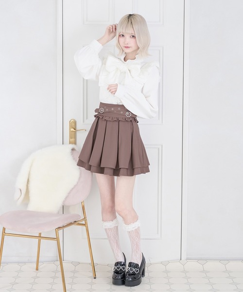 Pal elfy(パルエルフィー)の「ハイウエストタックフレアスカパン(スカート・レディース・ピンク/モカ/ブラック・フリー)」の17枚目の写真