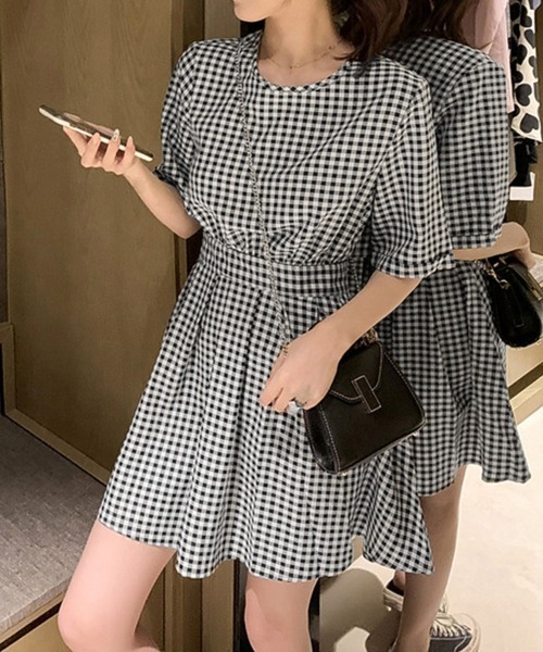 Miniministore(ミニミニストア)の「ギンガムチェックワンピース レディース夏半袖半袖(ワンピース・レディース・チェック・L/S/XL/M)」の3枚目の写真