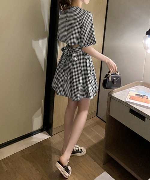 【美品✨】Rene⭐︎ワンピース⭐︎TISSUE生地⭐︎ギンガムチェック⭐︎麻混⭐︎S セール】ギンガムチェックワンピース レディース夏（ワンピース