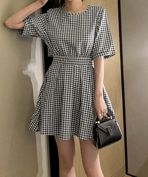 Miniministore(ミニミニストア)の「ギンガムチェックワンピース レディース夏半袖半袖(ワンピース・レディース・チェック・L/S/XL/M)」の6枚目の写真