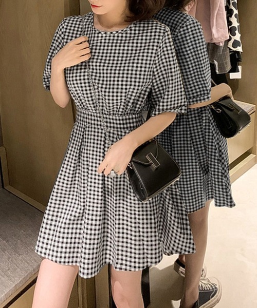 Miniministore(ミニミニストア)の「ギンガムチェックワンピース レディース夏半袖半袖(ワンピース・レディース・チェック・L/S/XL/M)」の8枚目の写真