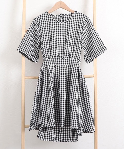 Miniministore(ミニミニストア)の「ギンガムチェックワンピース レディース夏半袖半袖(ワンピース・レディース・チェック・L/S/XL/M)」の14枚目の写真